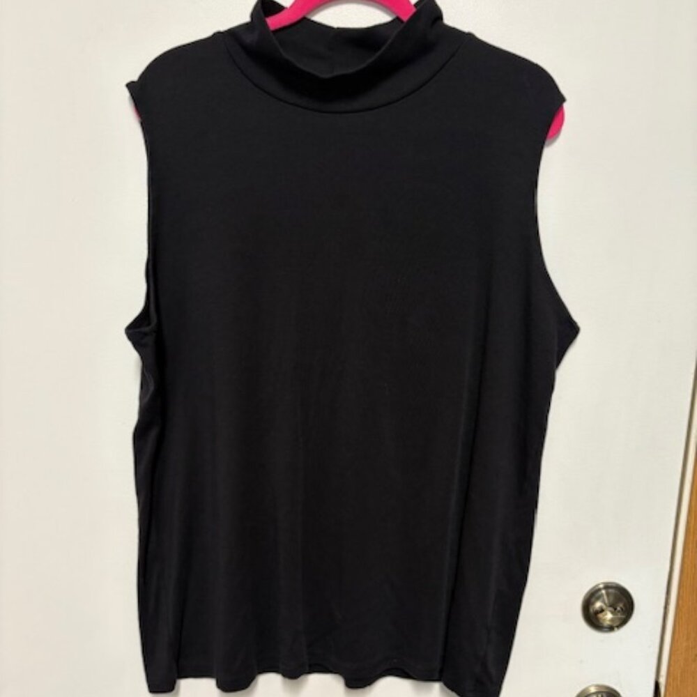 CROFT & BARROW WOMENS PLUS COWL NECK BLACK 29"L TANK. SZ. 2X